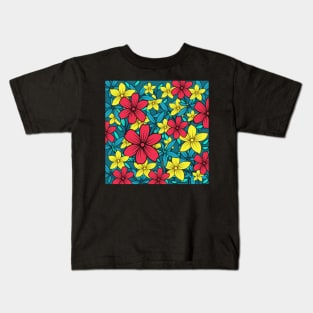 retro colorful floral pattern Kids T-Shirt